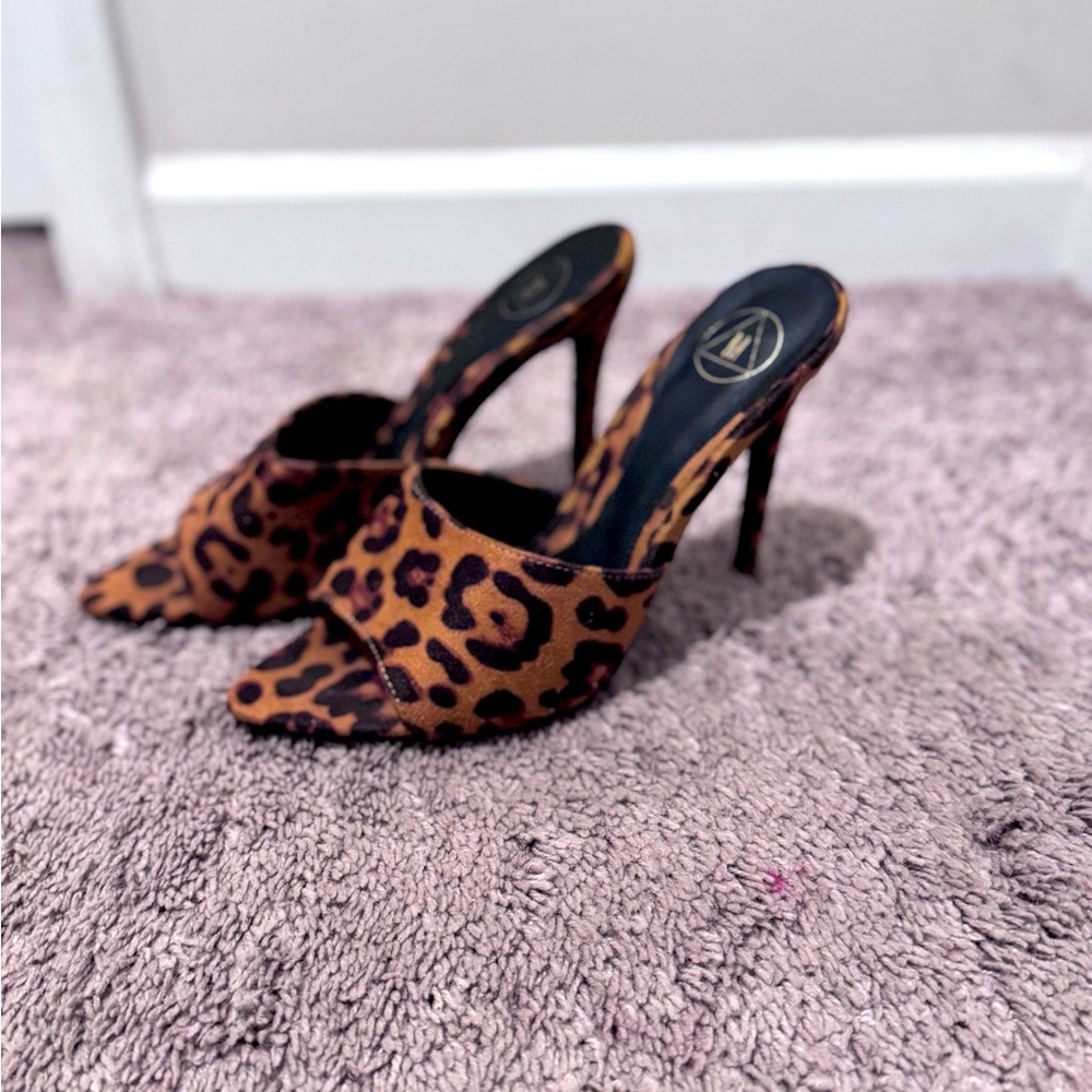 Cheetah print skinny heels